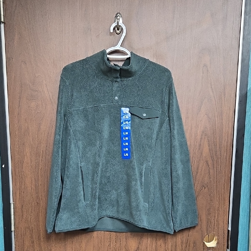 32 Degree Heat Size L Green High Neck Teddy Pullover Sweater